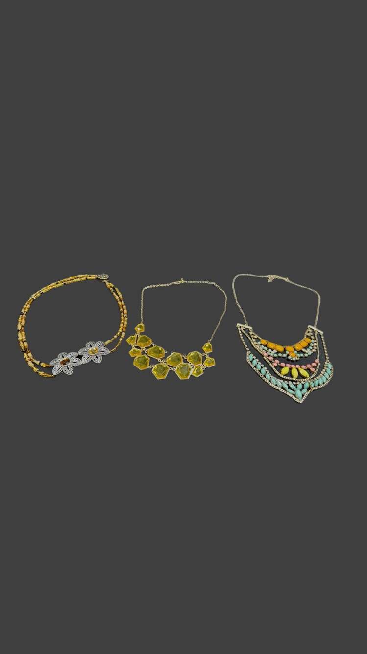 Chunky Statement Fashion Jewelry Faceted Faux Stones Gold Tone Lot Of 8